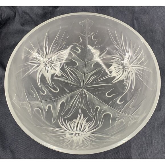 Verlys Bowl Thistle Pattern Frosted Pressed Art Glass 8.5" Signed 1930s - Picture 1 of 8